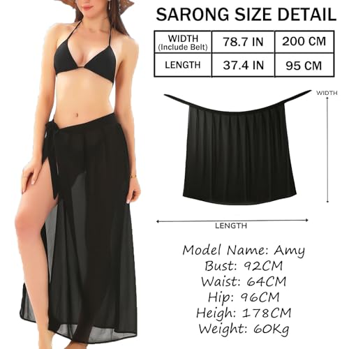 Womens Sarong Beach Coverups Chiffon Long Bikini Sheer Wrap Skirt Bathing Suit2