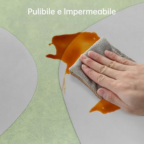KitchenBoss Tovagliette Americane Lavabili Tovaglietta Colazione, Tovaglietta Americana e Sottobicchieri Bifacciale Per Cucine, Tavoli da Pranzo e Uffici, Verde + Grigio, 40x30cm, 6 Set - Immagine 5