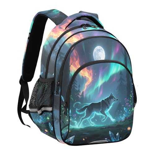 ALAZA Green Glare Wolf Large Backpacks Travel Laptop Daypack School Book Bag for Men Women Teens Kids2