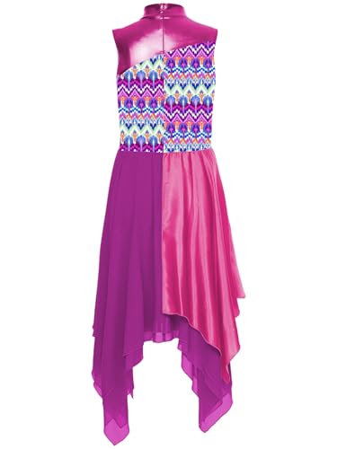 Robe danse contemporaine sans manches au design patchwork asymétrique