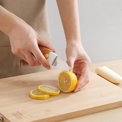 Image of 2 in 1 Stainless Steel Fruit Knife and Peeler - Portable Folding Kitchen Tool with Protective Cover, Compact Vegetable Cutter for Fruits, Outdoor Travel and Daily Cooking Use (Knife Peeler) multicolor