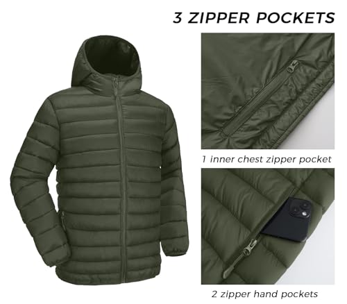 Polu Men's Puffer Jacket with Hood Warm Lightweight Hooded Winter Coat Down Jacket For Men Work Outdoor Hiking4