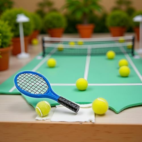 Miniatur Tennisschläger Puppenhaus Sport Dekor Miniatur Werkzeuge Micro Toys Tennisschläger Tennisschläger Frauen Desktop Mini Tennisschläger Lustiges Minihaus Werkzeug