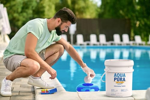 Aqua Pura Chlorine Tablets For Swimming Pool,3 Inch Pool Supplies, Individually Wrapped Stabilized Chlorine Tablets, Long-Lasting, Slow Dissolve,Kill Bacteria,Uv Protected,90% Available Chlorine,50 Lb thumb #4