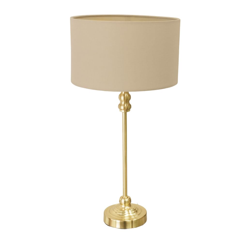 ValueLights | Gold Metal Candlestick Table Lamp with Cream Fabric Drum Shade Bedside Light | Table Lamps, Home Décor & Improvement Essential