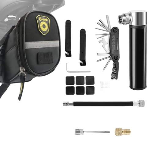 Cerioll Fahrrad Satteltasche Reparatur Set Und Werkzeuge, Fahrrad Reparaturset Mit Satteltasche, Mit 16-In-1 Multitools, Mini-Pumpe, Reifenheber, Und Notfallset, Für Mountainbikes Und Rennräder Cerioll Fahrrad Satteltasche Reparatur Set Und Werkzeuge, Fahrrad Reparaturset Mit Satteltasche, Mit 16-In-1 Multitools, Mini-Pumpe, Reifenheber, Und Notfallset, Für Mountainbikes Und Rennräder