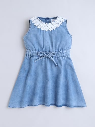 Image of Dresses for Kids Girls, Stylish Knee Length Once Piece Denim Frocks for Girls, Casual Dress for Summer & Birthday Family Gathering & Special Occasion