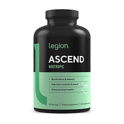 Legion Athletics Ascend Nootropic - All Natural Brain Supplement for Boosting Energy, Focus, & Memory - Banish "Foggy Brain" with Vitamins for Your Mind, Including CDP-Choline & Alpha-GPC - 30 svgs