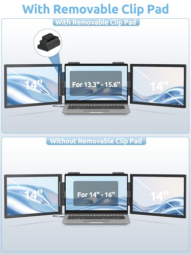 Image of Dual Laptop Screen Extender, One Cable 14 inch 1080P IPS Wireless & Wired Laptop Screen, Plug & Play, Portable Triple Monitor for 13.3-16.1 inch Laptops, Support MacBook M1-M3 Series & Windows(No Speakers)