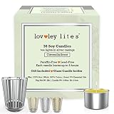 Lovley Lites Soy Tealight Candles Citronella - 36 Premium 1 Inch Tall Citronella Tea Lights Candles