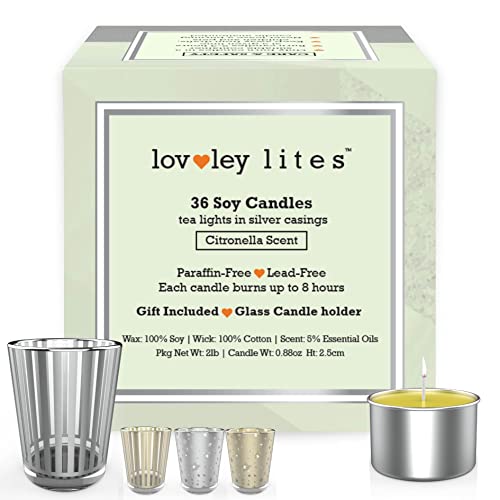 Lovley Lites Soy Tealight Candles Citronella - 36 Premium 1 Inch Tall Citronella Tea Lights Candles For Outdoor To Deter Mosquitos And Bugs #TOP14