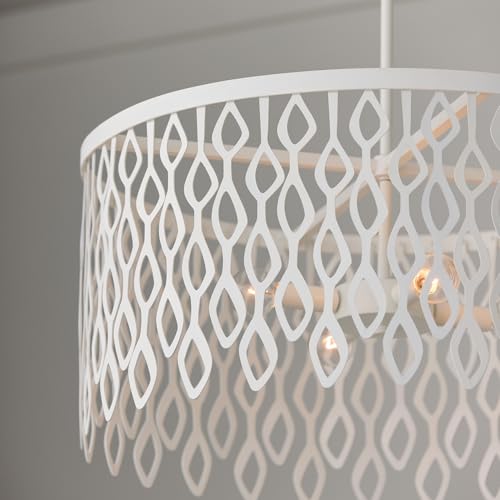 Image of Capital Lighting 352941WE Phoebe Modern Laser-Cut Adornments Lace-Like Pendant, 4-Light 240 Total Watts, 24 inch H x 24 inch W, Matte White