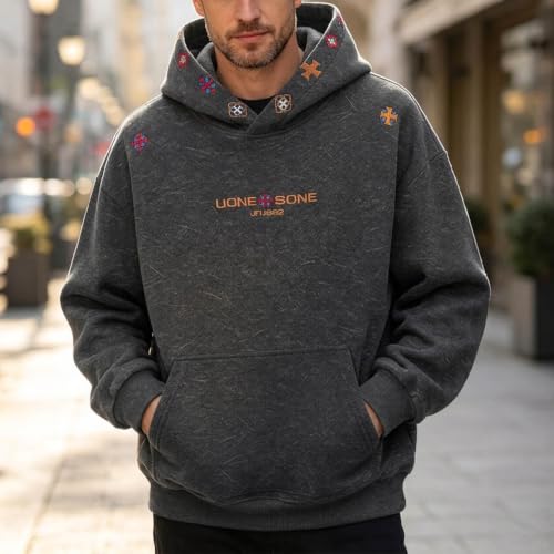 Mens Pullover Hoodie Kangaroo Pocket Decorative Hood Accents Casual Travel - image 2
