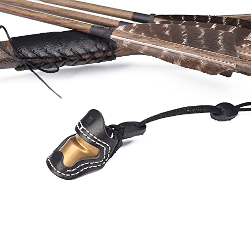 Elong Morbido Pelle & Ottone Protezione Pollice Ming Guang Tiro con L'arco Del Pollice Anello per Tradizionale Arco di Ricurvo Protezione Dita Protezione Guanti da tiro Piccolo