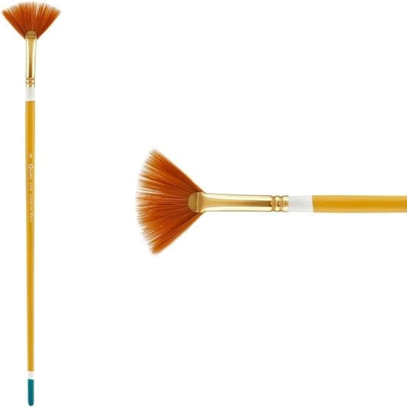 Creative Mark Qualita Golden Taklon Long Handle Paint Brush for Acrylics, Oils, Fine Art, Heavy Bodied Media - Single Brush - [Bright - Size 10]