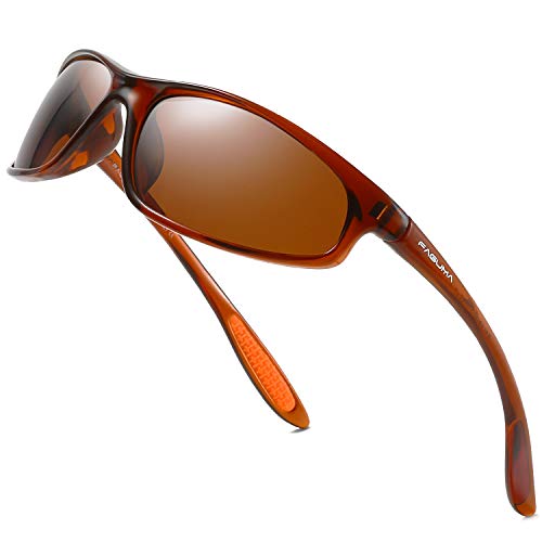 Image of FAGUMA Polarized Sports Sunglasses For Men Cycling Driving Fishing UV400 Protection, Brown, Standard