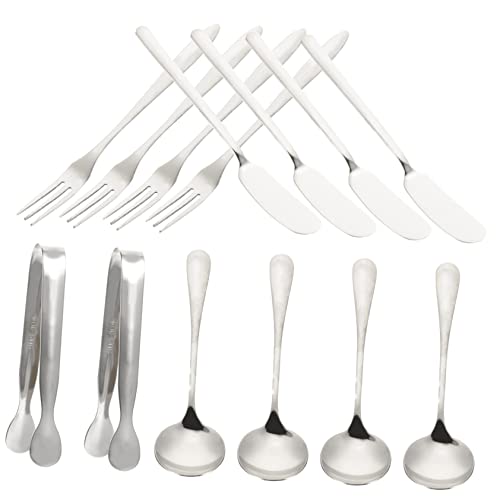 Alipis Cheese Knife Set Spoon 3-piece Butter Spreader Kit Coffee Spoon Dessert Fork Mini Serving Tong Ideal for Baking Entertaining