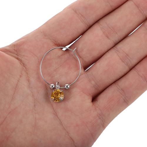 16 Anillos de copa de vino reutilizables de acero con gemas de colores 7