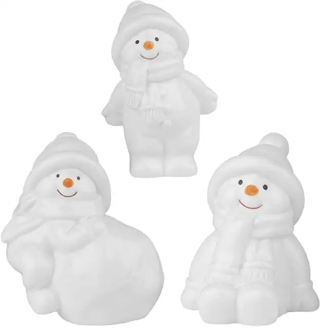 Schneemann Deko-Figuren aus Porzellan | 3 Designs & Größen | weiß