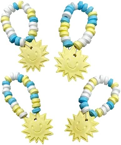 Sun Shaped Candy Bracelets Individually Wrapped Bulk (24) - Cute Fun Summer Themed Yellow Candy Favors - Pool Party Treats - Goodie Bags for Kids Birthday - Beach Party Favors