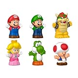Fisher-Price Little People My Mario Juguete para niños pequeños, Conjunto de Figuras con 6 Personajes para niños y niñas en Edad Preescolar, a Partir de 18 Meses, JHG63
