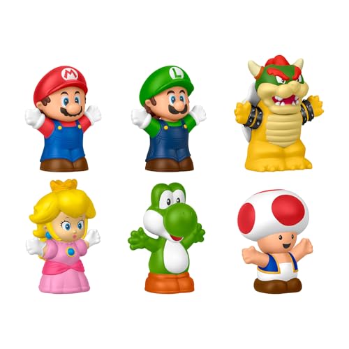 Fisher-Price Little People My Mario brinquedo para crianças, conjunto de figuras com 6 personagens para meninos e meninas na idade pré-escolar, a partir de 18 meses, JHG63