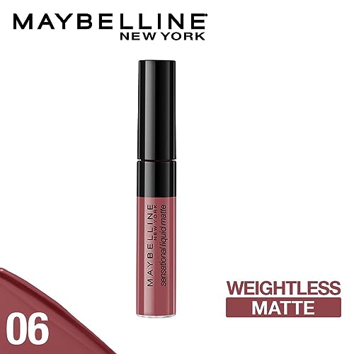 Image of Maybelline New York Sensational Liquid Matte Lipstick, Non-sticky, Non-drying Lipstick, Hassle-Free & Precise Application, Long-lasting Liquid Matte Lipstick - 06 Best Babe| 7 ml (Pack of 2)