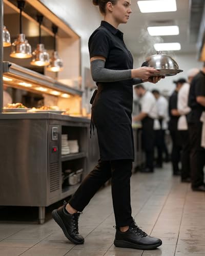 Image of Women's Non Slip Work Shoes Slip Resistant Waterproof Chef Shoe for Women Working in Kitchen Restaurant Food Service Slip-On Design Walking Sneakers Zapatos Trabajo