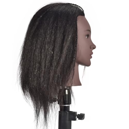RUISIMEI Cosmetology Training Head 100% Real Hair Afro Mannequin Head Manikin Doll Head (Clamp Table Holder Includ) - Image 4