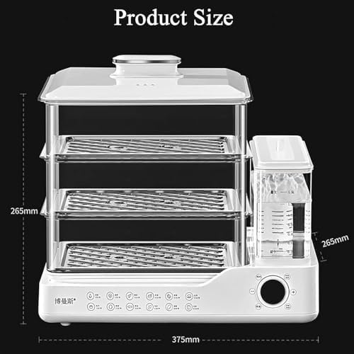 3-Layer Electric Food Steamer 24L, Multi-Functional Touch Screen, 24H Timer, Independent Water Tank, Automatic Shut-Off, Ideal for Cooking Eggs, Fish, Meat - White