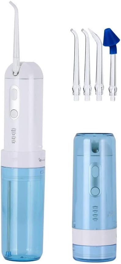 Water Flosser Oral irrigator for Teeth Cleaning, 4 Pressure Modes- Rechargeable Oral Irrigator Waterproof Design - with a Powerful Battery for Home&Travel (Color : Gray)