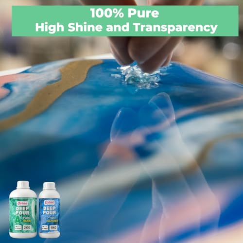 Image of Oytra Deep Pour Casting Epoxy Resin & Hardener 2:1 Ratio Crystal Clear Transparent Liquid for Wood River Table Top Large Mould Casting Preservation & DIY Art Projects High Gloss Finish (3 Kg)