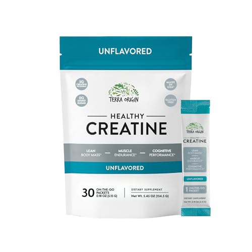 TERRA ORIGIN Healthy Creatine Micronized Monohydrate Powder | 30 Stick Packs | Support for Muscle and Cognitive Performance* | Supplement for Women and Men | Unflavored Gluten Free Zero Sugar