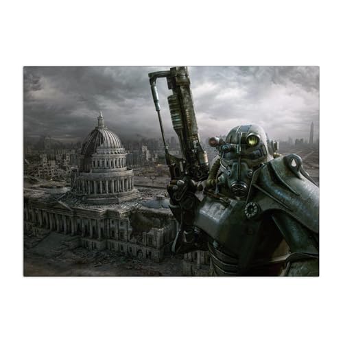 Displate Official Fallout Metal Poster Magnetic Mounting Included Licensed Artwork Modern Wall Decor Fallout 3 Key Art Mech Suit Horizontal 12.6x17.7 in