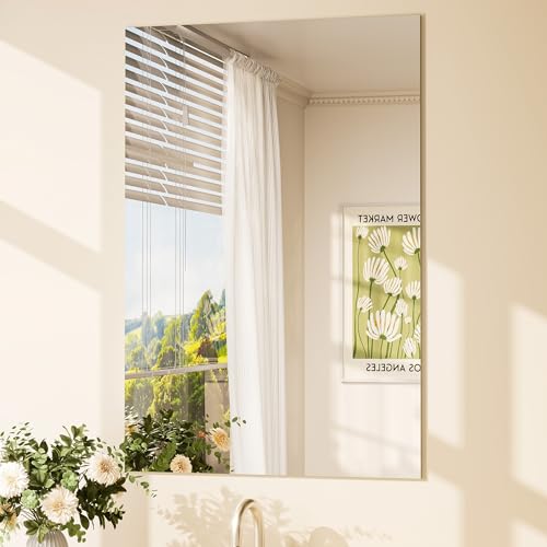 TETOTE Frameless Bathroom Mirror 24" x 36" Rectangle Vanity Mirror for Over Sink, Suitable for Bedroom, Entryway, Hallway, Home Gym, Horizontal or Vertical
