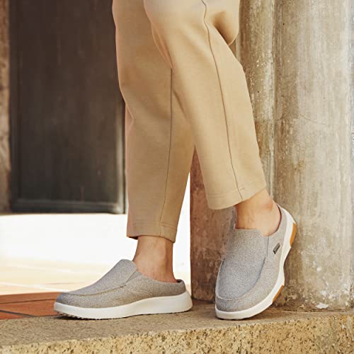 Orthocomfoot Slip On Clog House Shoes For Men,Orthopedic Walking Shoes Bunions,Casual Comfort Lightweight Travel Stretch Canvas Shoes Light Grey Size 13 #TOP6