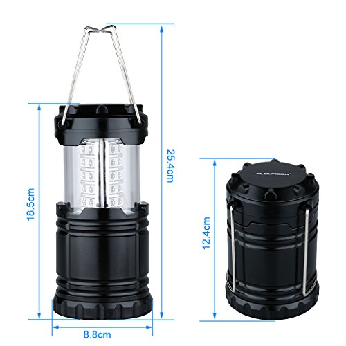 Lightahead Set of 4 Portable Outdoor LED Camping Lantern, Black, Collapsible. Great for Emergency, Tent Light, Backpacking (Without Battery)