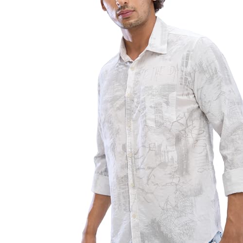 Image of Spykar Men's Slim Fit N /A Full Sleeve Printed Casual Shirts