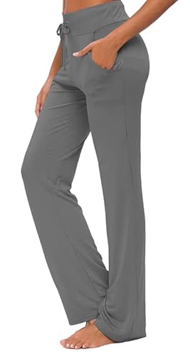 Adaniki Womens Yoga Pants With Pockets Straight-Leg Loose Comfy Modal Drawstring Lounge Running Long Active Casual Sweatpants (Dark Grey, Xl) #TOP10