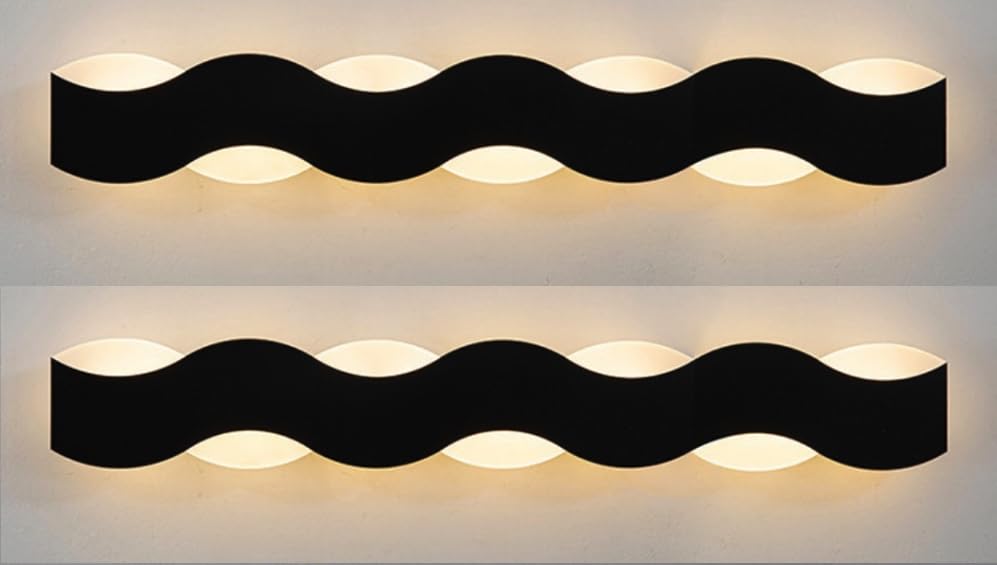 Image of Groeien Pack of 2 | LED15w 18 inch Home Decor Fancy Wall Decorative Lighting Fixtures for Bedroom,Living Room,Kitchen,Mirror (Curved, 18 inch-Pack of 2)