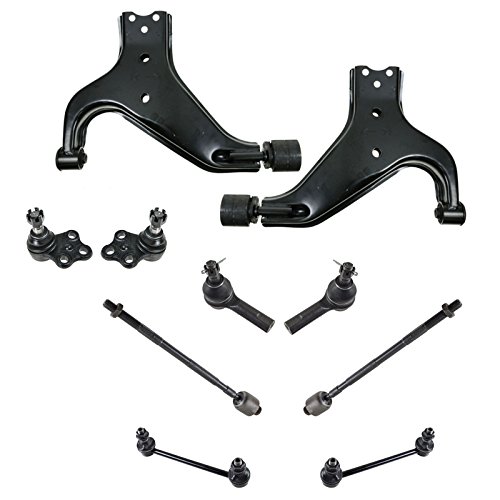 TRQ Front Steering & Suspension Kit Ball Joint Control Arm Sway Bar Stabilizer Link Tie Rod Compatible with 1997-2003 INFINITI QX4 1996-2004 Nissan Pathfinder