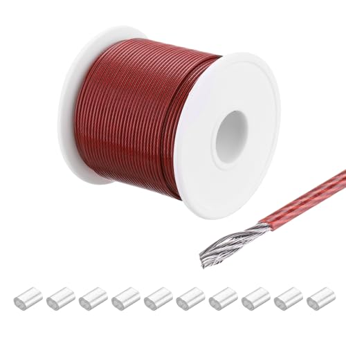 MECCANIXITY 197Ft(60M) Wire Rope 304 Stainless Steel Cable 1/16