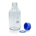 Produktbild Gewindeflaschen 12 x Gewindehalsflasche 1000ml aus Borosilikatglas 3.3 inkl. Schraubverschluss und Ausgiessring (blau) - ISO 4796-1 - mit Graduierung, Laborflasche ***