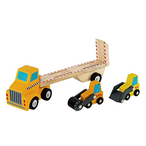 Toy Chest Nyc Wooden Car Toys For Toddlers,Tractor Trailer, Mini Front Loader & Steamroller Wooden Truck Set, Wooden Cars, Wooden Trucks, Construction Tractor Toys Semi Trucks For Kids, 3 Pieces… #TOP2