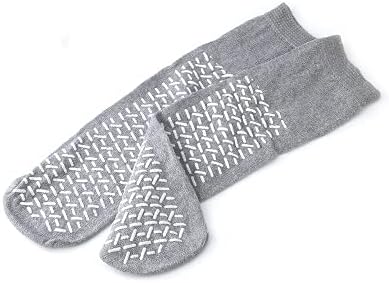 Double Tread Fall Prevention Socks- Gray (Pair) - Size: Extra Extra Large (XXL) - As Used by NHS