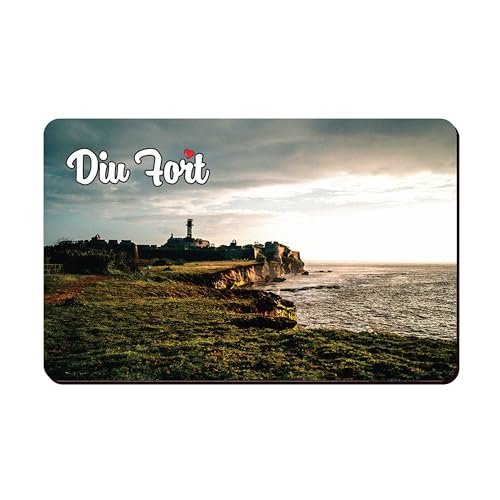 Image of Elegant Fridge Magnet with Themes |Rectangular Size Refrigerator Magnet with Magnetic Rubber Back | Pack of 1, 8.6cm X 5.4cm (Diu Fort)