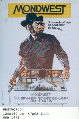 Affiche de cinéma originale Mondwest 1974 Michael Crichton grand format rare