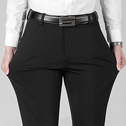 Idealsanxun ISX4470-BLACK-36 Fleece Lined Pants For Mens Straight Leg Casual Stretch Dress Pants thumb #2