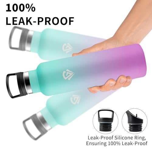 Grsta Borraccia Termica 1 litro, Senza BPA, con Cannuccia, Senza Perdite, Borraccia Acciaio Inox, Isolato Sottovuoto, Bottiglia Metallo per Campeggio, Viaggio, Fitness, Sportivo - Immagine 3