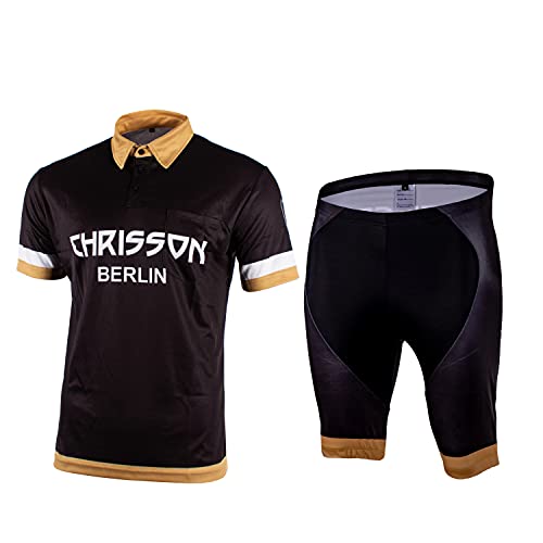 CHRISSON Essential Gold XXL - Conjunto de ropa deportiva para hombre - Polo de manga corta y pantalones cortos para correr, transpirable y de secado rápido Cover